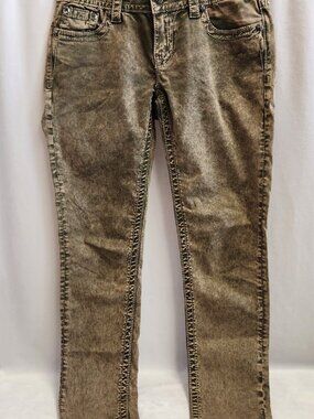 Miss Me Jeans Women's  Dark Wash Jeans 28 X 30 Olive Skinny Straight Leg